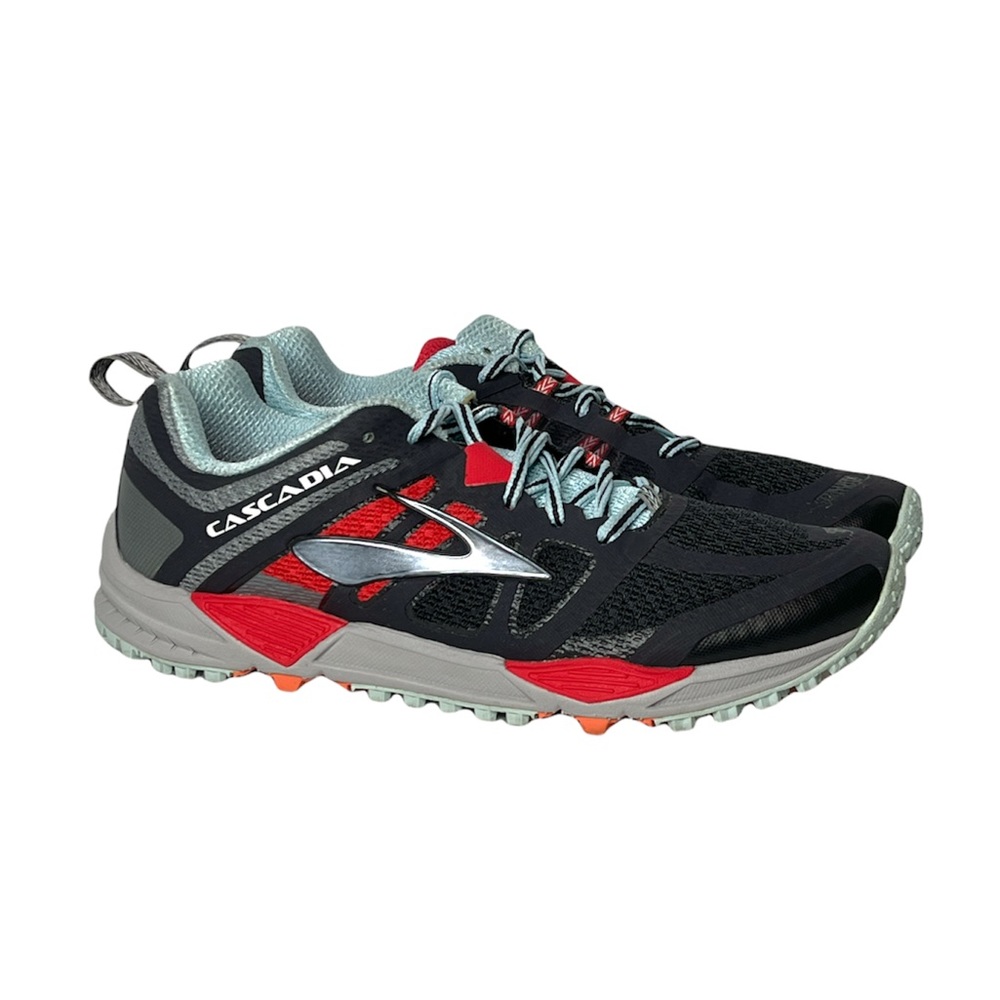 Brooks Cascadia 11 DNA Trail Running Hiking Gray Teal Orange Shoes Sneakers 10